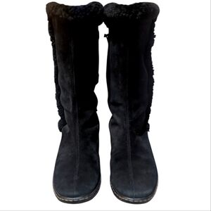 Sofft Black Suede Tall Lace Up Riding Calf Length size 9.5